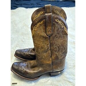Tony Lama Vintage Distressed Brown Leather Western Boots - Women's 10 B